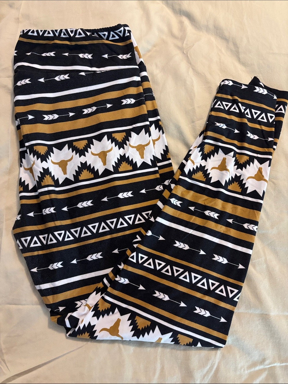 Aztec Print Leggings in Black, White & Mustard